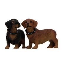 Conjunto de estatuetas Cute Resin Dachshund Dog para decoração de jardim Conjunto de estatuetas Cute Resin Dachshund Dog para decoração de jardim