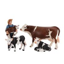 Conjunto de estatuetas de animais de fazenda, 4 peças de brinquedo infantil realista para vacas e bezerros Conjunto de estatuetas de animais de fazenda, 4 peças de brinquedo infantil realista para vacas e bezerros
