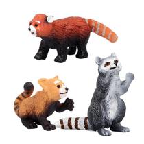 Conjunto de estatuetas de animais em miniatura realista de guaxinim vermelho panda Conjunto de estatuetas de animais em miniatura realista de guaxinim vermelho panda