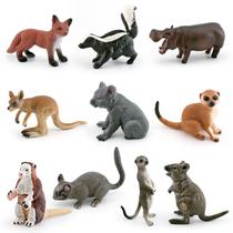 Conjunto de estatuetas de animais florestais, 10 unidades de animais selvagens realistas de PVC Conjunto de estatuetas de animais florestais, 10 unidades de animais selvagens realistas de PVC