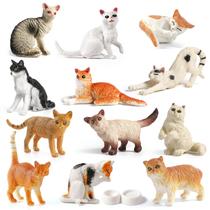 Conjunto de estatuetas de animais Mini Tudou Cat, 12 unidades com tigela de comida para crianças Conjunto de estatuetas de animais Mini Tudou Cat, 12 unidades com tigela de comida para crianças