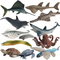 Conjunto de estatuetas de animais oceânicos, 12 peças de brinquedos infantis realistas de PVC Conjunto de estatuetas de animais oceânicos, 12 peças de brinquedos infantis realistas de PVC