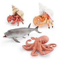 Conjunto de estatuetas de animais oceânicos, 4 peças de vida marinha realista em PVC Conjunto de estatuetas de animais oceânicos, 4 peças de vida marinha realista em PVC