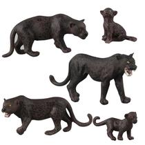 Conjunto de estatuetas de animais realistas Black Panther, 5 peças de PVC para crianças