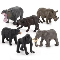 Conjunto de estatuetas de animais selvagens da África, 6 peças de PVC para crianças de 3 ou mais anos Conjunto de estatuetas de animais selvagens da África, 6 peças de PVC para crianças de 3 ou mais anos
