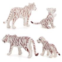 Conjunto de estatuetas de animais White Tiger Family, 4 peças de PVC para crianças a partir de 3 anos Conjunto de estatuetas de animais White Tiger Family, 4 peças de PVC para crianças a partir de 3 anos