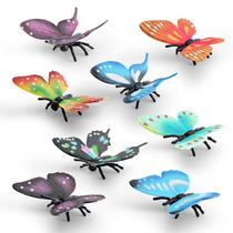 Conjunto de estatuetas de borboleta, 8 peças de modelos de borboletas coloridas em PVC Conjunto de estatuetas de borboleta, 8 peças de modelos de borboletas coloridas em PVC