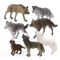 Conjunto de estatuetas de brinquedo RESTCLOUD Wolf, 7 peças de figuras de animais de lobo Conjunto de estatuetas de brinquedo RESTCLOUD Wolf, 7 peças de figuras de animais de lobo