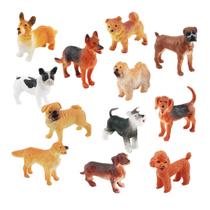 Conjunto de estatuetas de cães em miniatura genérico, 12 unidades de PVC realista
