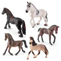 Conjunto de estatuetas de cavalo andaluz realista em PVC, 5 peças de brinquedo infantil