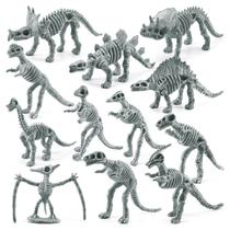 Conjunto de estatuetas de esqueleto de dinossauro, 12 unidades de fósseis de PVC realistas Conjunto de estatuetas de esqueleto de dinossauro, 12 unidades de fósseis de PVC realistas