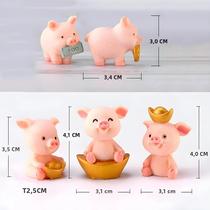 Conjunto De Estatuetas De Família De Micro Porco, 5 Peças, Modelos Em Miniatura De Resina, Estátua