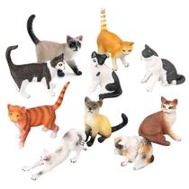 Conjunto de estatuetas de gato realistas de PVC, 10 unidades siamesas malhadas para crianças Conjunto de estatuetas de gato realistas de PVC, 10 unidades siamesas malhadas para crianças