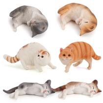 Conjunto de estatuetas de gatos, coleção realista de figuras de gatos em PVC, 6 unidades - yiweisai Conjunto de estatuetas de gatos, coleção realista de figuras de gatos em PVC, 6 unidades - yiweisai