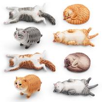 Conjunto de estatuetas de gatos, coleção realista de figuras de gatos em PVC, 8 unidades