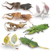 Conjunto de estatuetas de insetos Realistic Leaf Mantis, 6 peças de brinquedo infantil de PVC