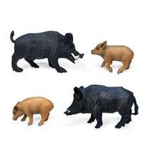Conjunto de estatuetas de javali realista, 4 peças, modelos de PVC, brinquedos infantis Conjunto de estatuetas de javali realista, 4 peças, modelos de PVC, brinquedos infantis