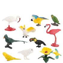 Conjunto de estatuetas de pássaros realistas de PVC, modelos de pássaros selvagens x10