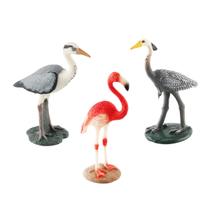 Conjunto de estatuetas de pássaros selvagens Flamingo, Garça e Guindaste para crianças Conjunto de estatuetas de pássaros selvagens Flamingo, Garça e Guindaste para crianças