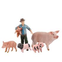 Conjunto de estatuetas de porco vietnamita realista, 5 peças de brinquedo infantil de PVC Conjunto de estatuetas de porco vietnamita realista, 5 peças de brinquedo infantil de PVC