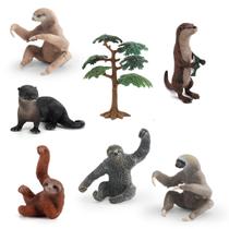 Conjunto de estatuetas de vida selvagem de PVC, preguiça e lontra, com brinquedo infantil Conjunto de estatuetas de vida selvagem de PVC, preguiça e lontra, com brinquedo infantil