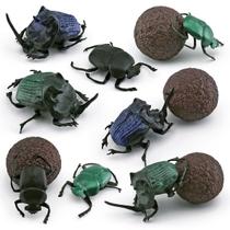 Conjunto de estatuetas Dung Beetle Scarab PVC, 8 peças de brinquedo educativo infantil