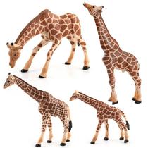 Conjunto de estatuetas: figuras realistas de animais em PVC da família Giraffe Conjunto de estatuetas: figuras realistas de animais em PVC da família Giraffe