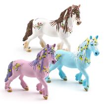 Conjunto de estatuetas Flower Fairy Horse, 3 peças, PVC Mythical Horse Conjunto de estatuetas Flower Fairy Horse, 3 peças, PVC Mythical Horse