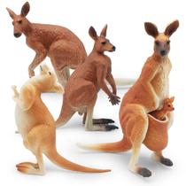 Conjunto de estatuetas Kangaroo, 4 peças, PVC realista, kanga australiano