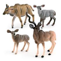 Conjunto de estatuetas Kudu Antelope, 4 peças, PVC, animal selvagem realista