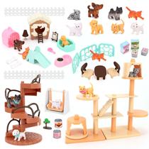 Conjunto de estatuetas para animais de estimação BananMelonBM Cat and Dog 67 peças para crianças Conjunto de estatuetas para animais de estimação BananMelonBM Cat and Dog 67 peças para crianças