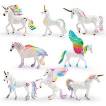 Conjunto de estatuetas Rainbow Unicorn, 8 peças de brinquedo infantil de PVC com asas Conjunto de estatuetas Rainbow Unicorn, 8 peças de brinquedo infantil de PVC com asas