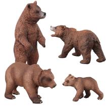 Conjunto de estatuetas realista Brown Bear PVC Wild Bear 4 peças para crianças Conjunto de estatuetas realista Brown Bear PVC Wild Bear 4 peças para crianças