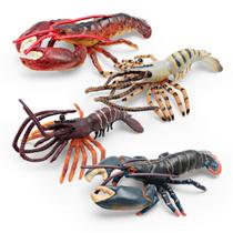 Conjunto de estatuetas realistas de animais marinhos de lagosta e camarão para crianças Conjunto de estatuetas realistas de animais marinhos de lagosta e camarão para crianças