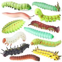 Conjunto de estatuetas realistas de lagarta e inseto, 12 unidades para crianças Conjunto de estatuetas realistas de lagarta e inseto, 12 unidades para crianças