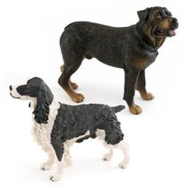 Conjunto de estatuetas realistas para cães, PVC, Springer Spaniel e Rottweiler