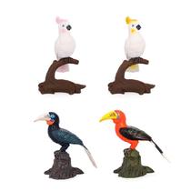 Conjunto de estatuetas Realistic Bird, 4 peças, PVC, Parrot, Toucan Woodp