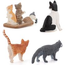 Conjunto de estatuetas Realistic Cat 5, brinquedo de PVC em miniatura, 4 peças