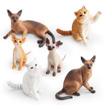 Conjunto de estatuetas Realistic Cat, 6 peças de brinquedo de PVC em miniatura com raças