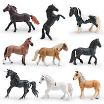 Conjunto de estatuetas Realistic Horse, 9 peças, PVC, Wild Friesian, Perú Conjunto de estatuetas Realistic Horse, 9 peças, PVC, Wild Friesian, Perú