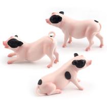 Conjunto de estatuetas Realistic Pig, 3 peças de brinquedo infantil em miniatura de PVC