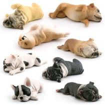 Conjunto de estatuetas Realistic Sleeping Dog, 8 peças de buldogue francês Shiba Inu