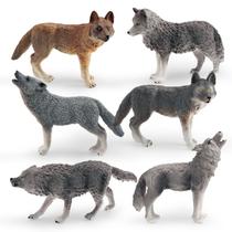 Conjunto de estatuetas Realistic Wolf, 6 peças, PVC, educativo para crianças