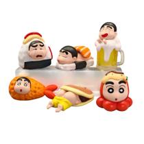 Conjunto de estatuetas Shin-Chan com tema de comida japonesa x6 PVC 4,5-6 cm