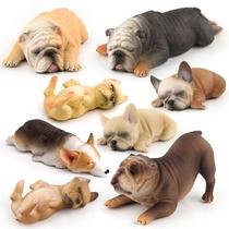 Conjunto de estatuetas Sleeping Dog, 7 peças, decoração infantil realista em PVC