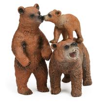 Conjunto de estatuetas UANDME Grizzly Bear Toys para crianças com 3 bonecos