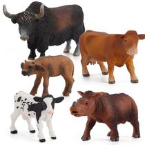 Conjunto de estatuetas Wild Animal Cow, 5 peças, PVC, educativo para crianças Conjunto de estatuetas Wild Animal Cow, 5 peças, PVC, educativo para crianças