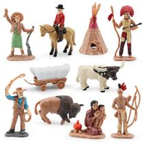 Conjunto de estatuetas Wild West Scene 10 Figures, brinquedo infantil em PVC de 1,5 a 7 cm