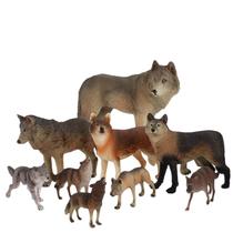 Conjunto de estatuetas Wolf Pack 9 peças de PVC Realistic Wild Wolves Conjunto de estatuetas Wolf Pack 9 peças de PVC Realistic Wild Wolves