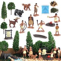 Conjunto de estatuetas wookidel Powhatan Native American Indians Kids